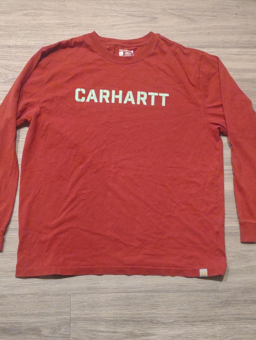 Carhartt Men's Rust Red Long-Sleeve Logo Tee